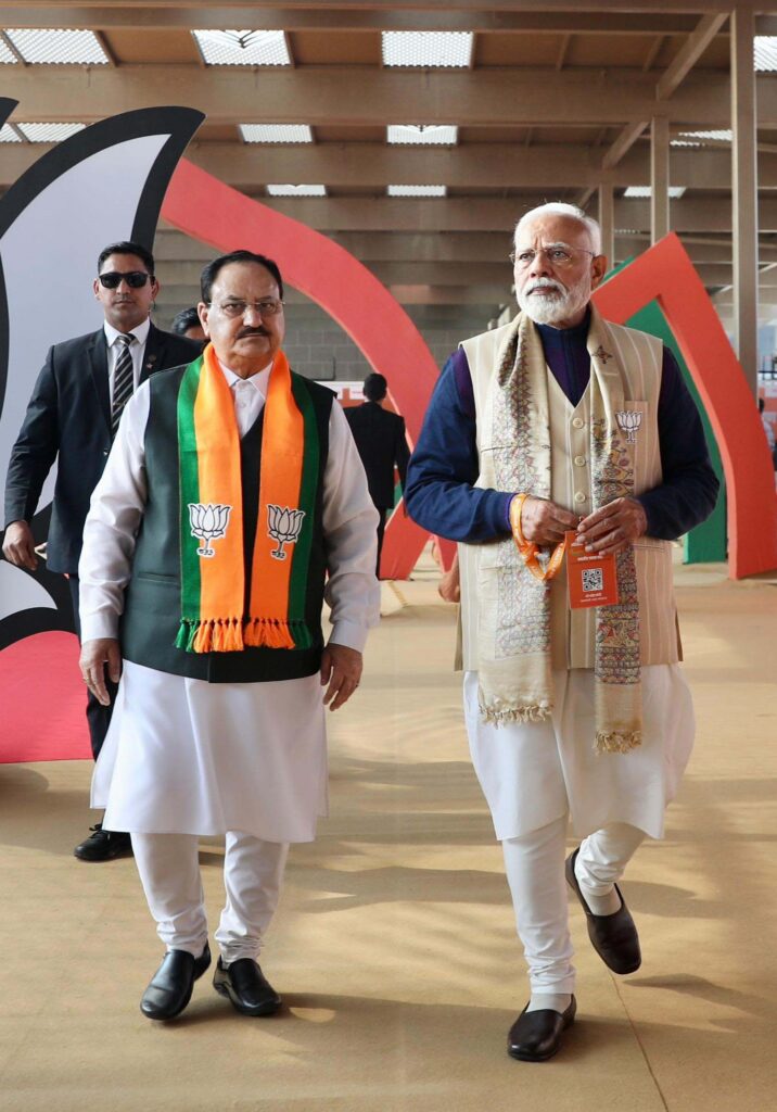 Modi Nadda at BJP National Convention